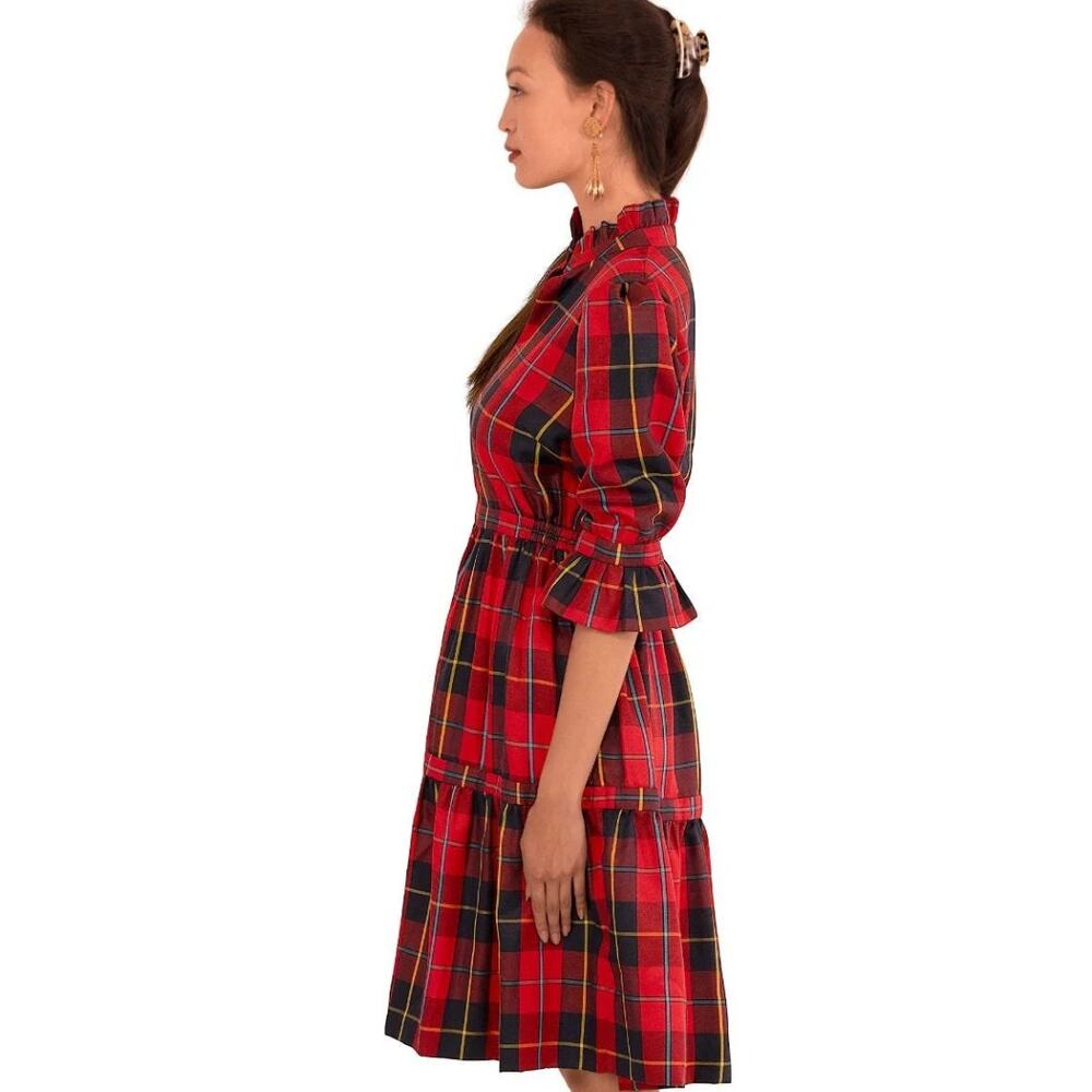 Gretchen Scott Teardrop Dress Plaidly Cooper  Red Plaid Size Large Preppy - Picture 5 of 12